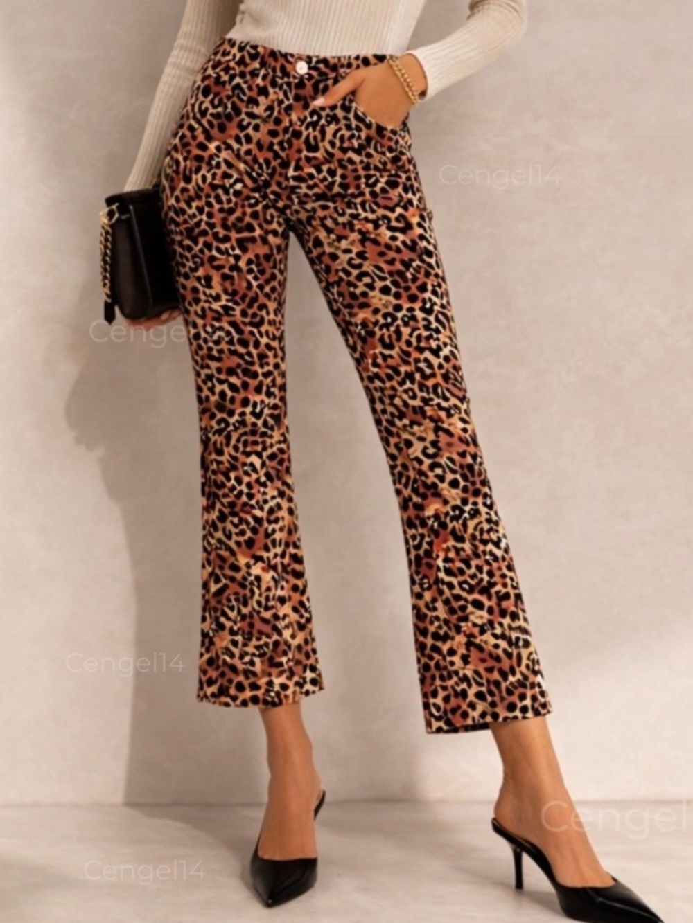 AG Adriano Goldschmied Jodi Crop High Rise Slim Flare Leopard Jeans 27 NWOT